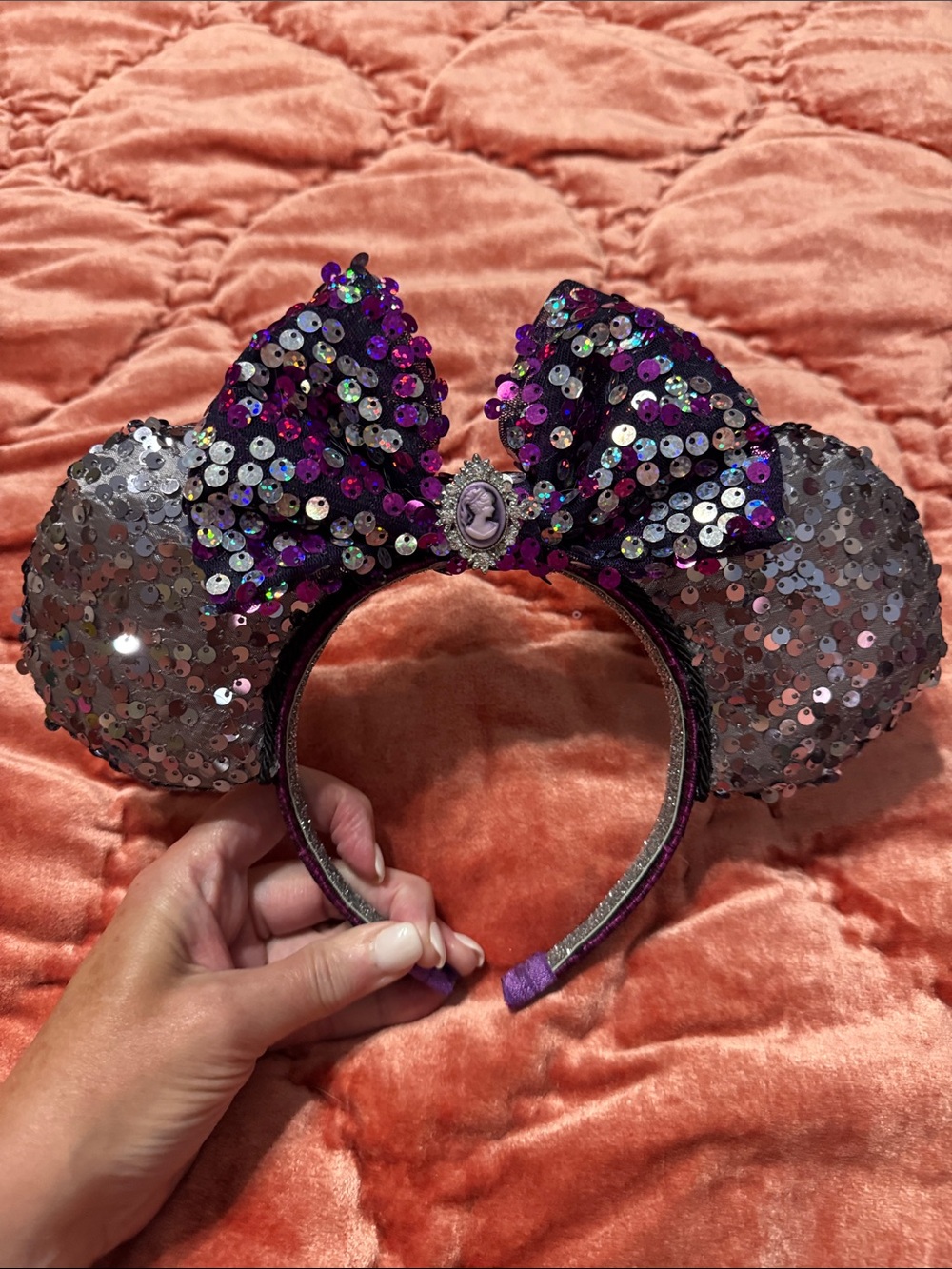 Custom Ears Sequin Purple Bow Haunted Mansion Headband